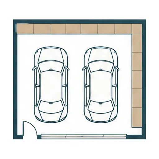 Schematic: L-shape in a two-car garage